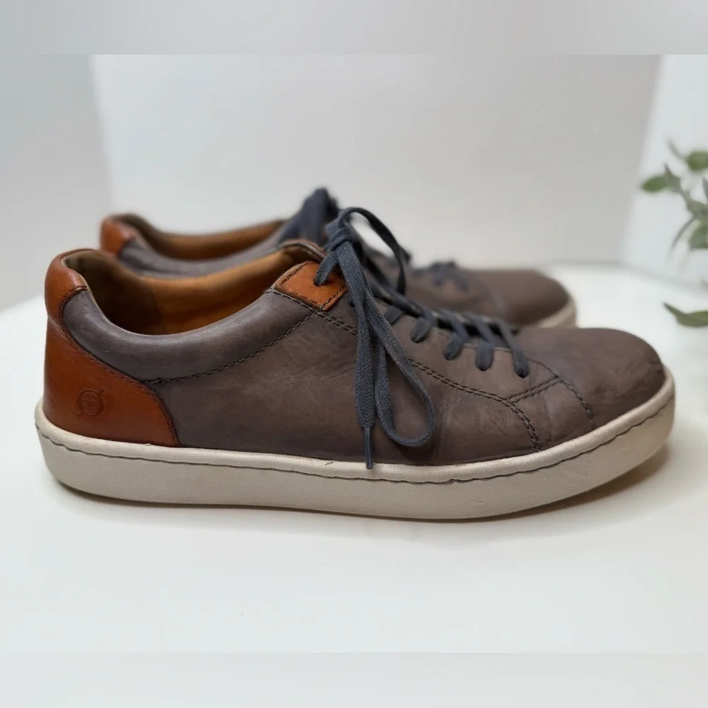 Born Men's Allegheny Gray&Brown Leather Casual Sneakers Size 10M Streetwear